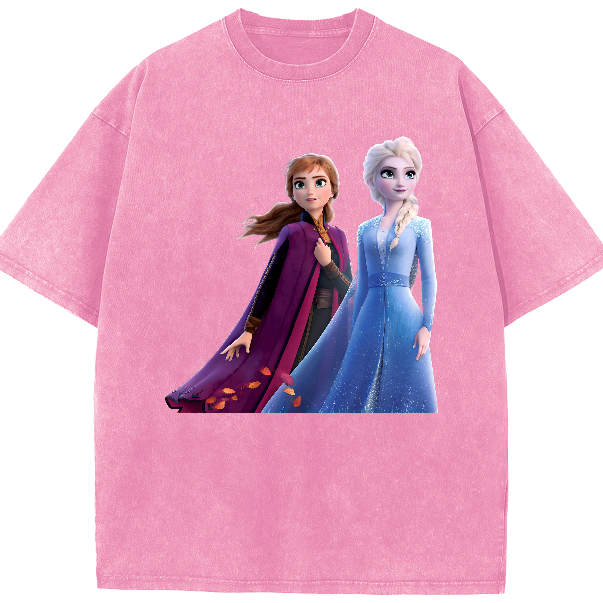（画像用） アナと雪の女王 アンナ エルサ Frozen Anna Elsa 綿100% ヴィンテージ風 半袖Tシャツ（フロントプリント）